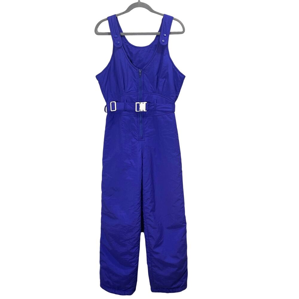 Vintage Circa 80s 90s Herman's Violet Blue Insulated Ski Bib Womens Size Medium